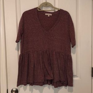 Oversized heather purple peplum tee sz L